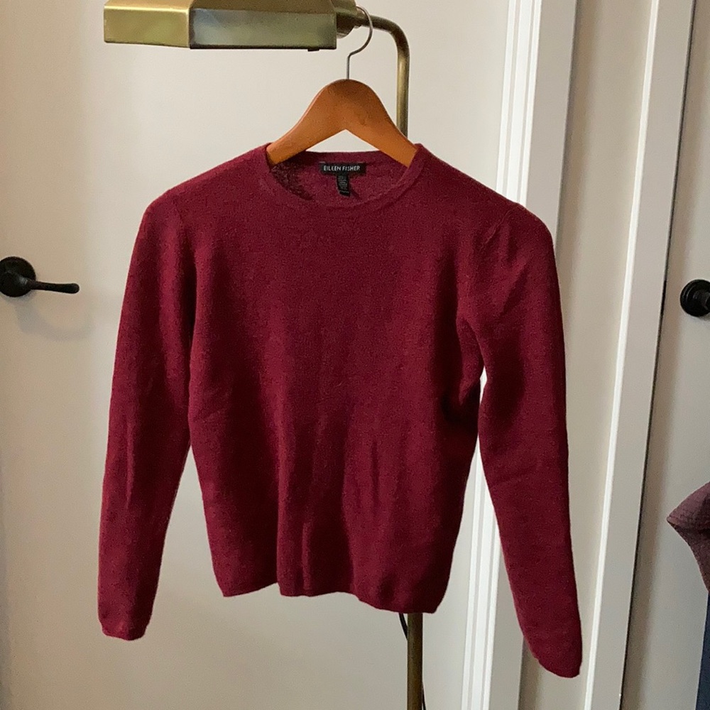 Eileen Fisher burgundy merino wool sweater, XXS